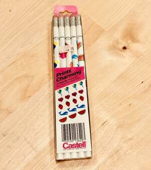 Vintage 1980s Faber-Castell Prints Charming Pencils 5 Pack Sealed Whales Hearts